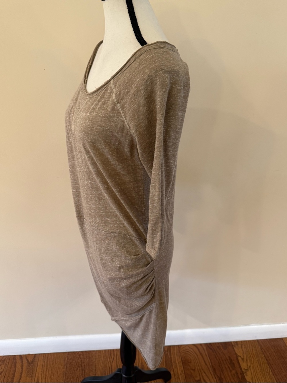 FP Beach - Casual Heathered Taupe 3/4 Sleeve Scoop Neck Tunic size small - Picture 4 of 5